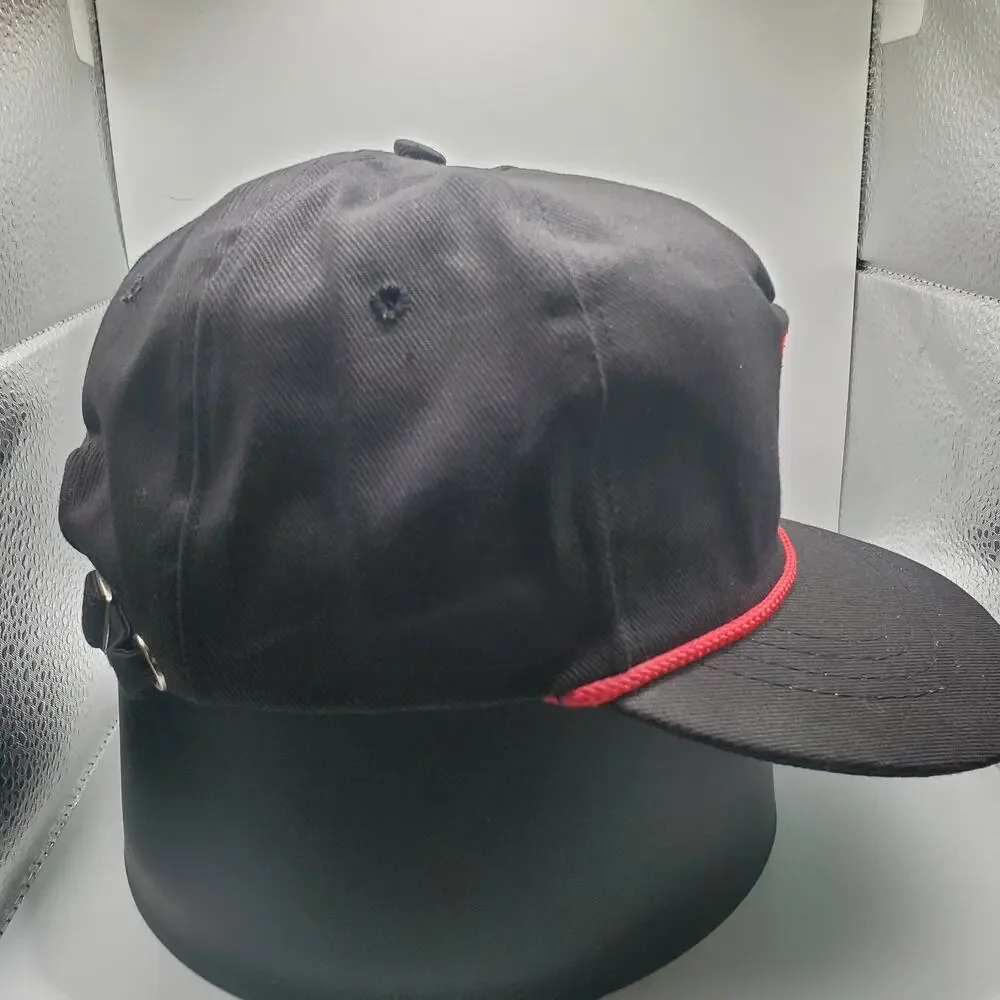 Vintage Omega Logo Snapback Hat Made in USA Black Adjustable Cap